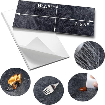 AULIGET 100 Piece Black Slate Peel and Stick Backsplash Wall Tiles, Laundry Room - Image 5
