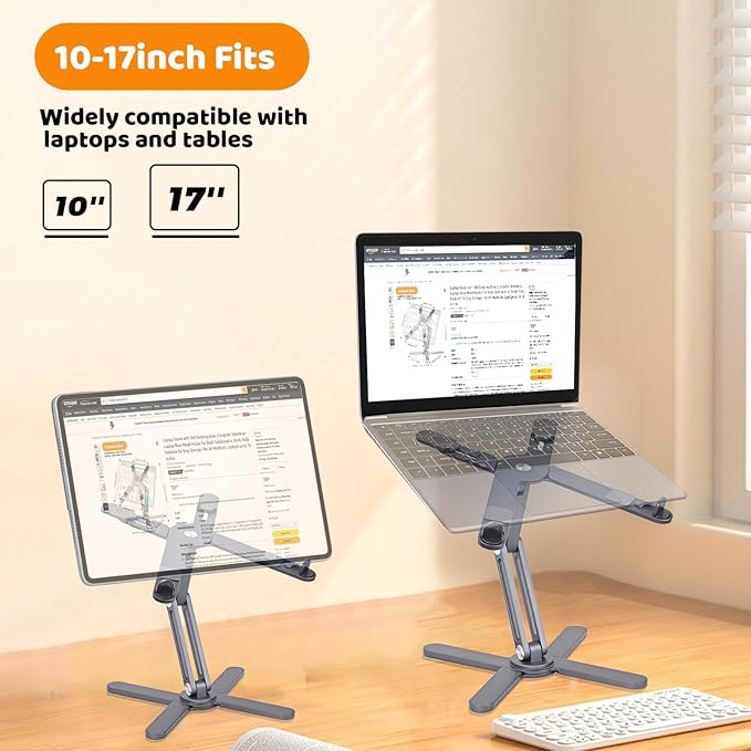 Laptop Stand with 360 Rotating Base, Computer Notebook Laptop Riser Metal Holder - Image 5