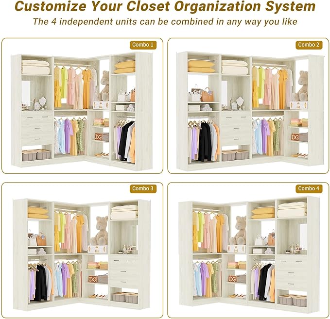 Unikito 86 Inch Closet System, 3 Sets Corner Closets Organizer - Image 3
