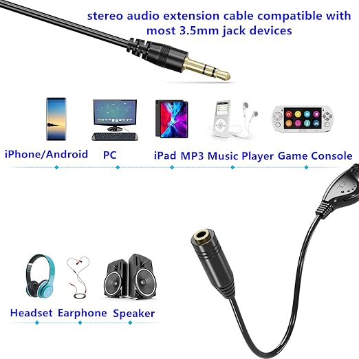 PChero 3.5mm Male to Female Stereo Audio Extension Adapter Cable - Image 5