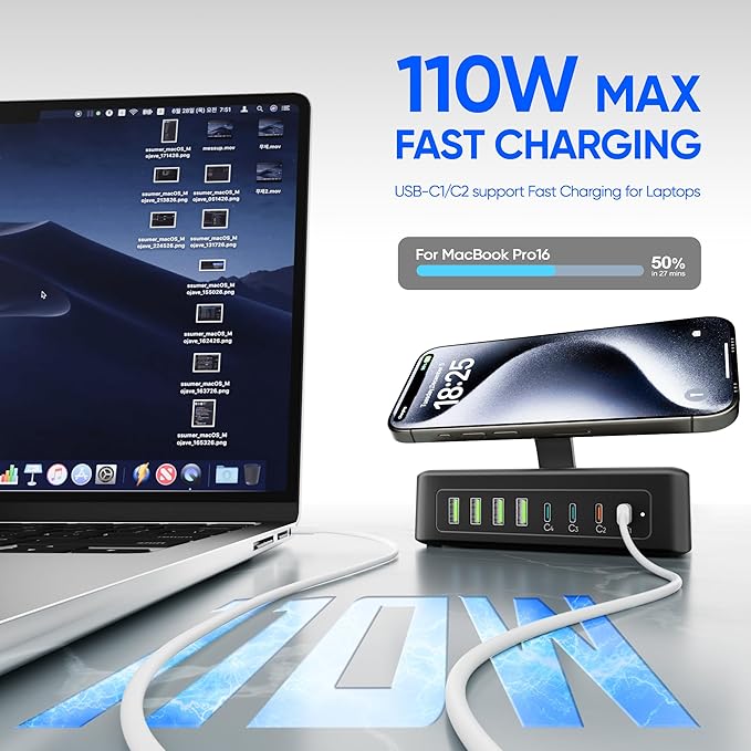 11-in-1 Charging Station USB-C Power Strip, 300W USB C Charger Block, 2AC - Image 4