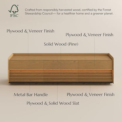 POVISON 79" Fully Assembled Mid Century Modern TV Stand - Image 7