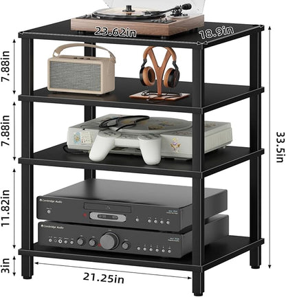 4-Tier AV Media Player Stand, Modern Stereo Cabinet, Wooden TV Stand, Game - Image 3