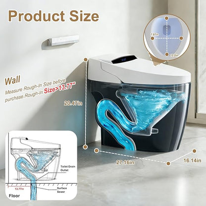 Smart Toilet Bidet with Auto Open Close, One Piece Bidet Toilet with Bidet - Image 7