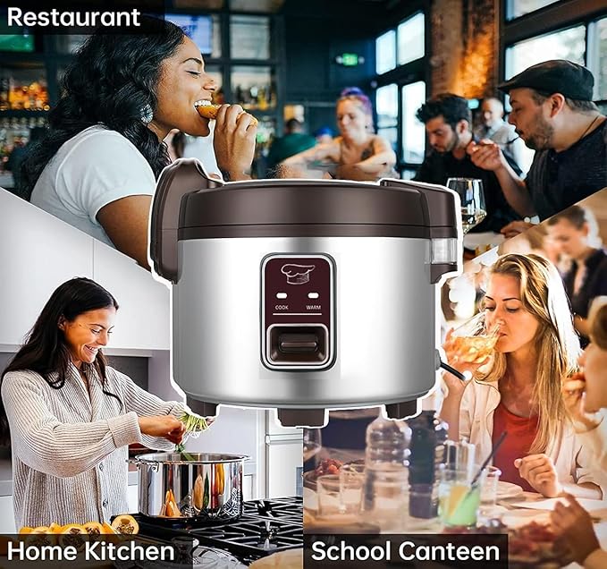 13.8 QT Large Commercial rice cooker 65 cups cooked 32 cups uncooked rice - Image 9