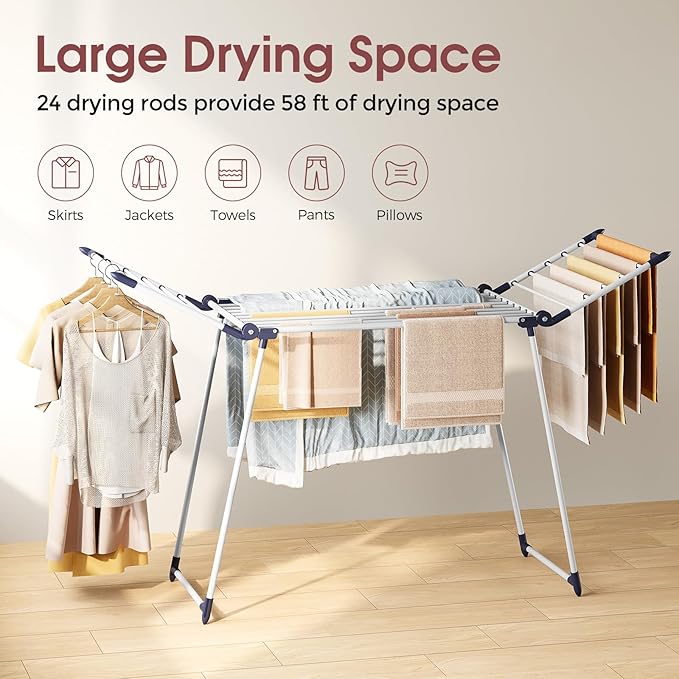 APEXCHASER Clothes Drying Rack Foldable, Large Drying Rack Clothing, Winged - Image 3