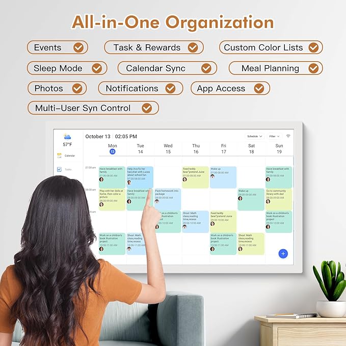 27" Digital Calendar Picture-Frame for-Wall-Planner – Touchscreen Smart - Image 2