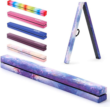 ZELUS 8' Folding Gymnastics Balance Beam, Floor Balance Beam w/Carry Handles by ZELUS