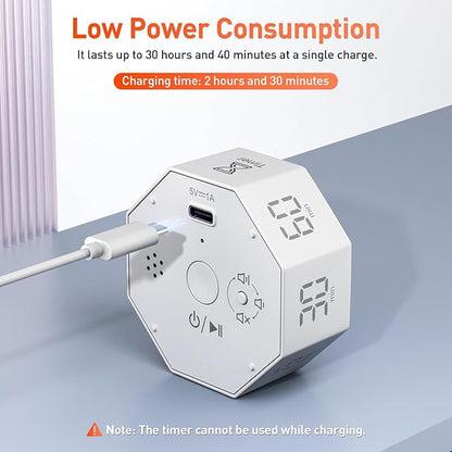Secura Pomodoro Timer, Rotating Cube Time Tracker, Flip Gravity Sensor - Image 5