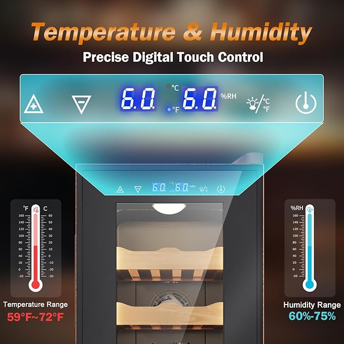 Electric Humidor with Leather-35L Cooling & Heating Humidor, Smart Touch - Image 3