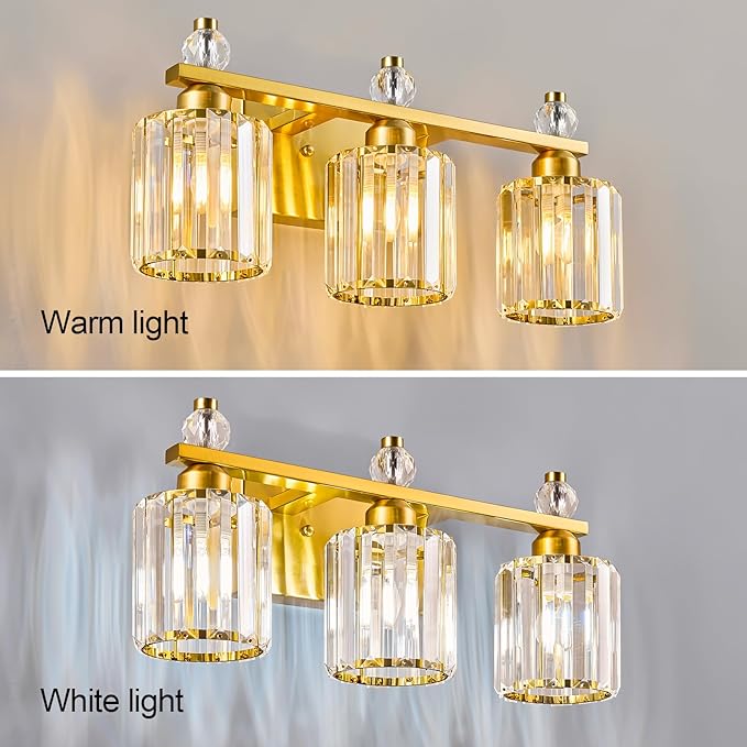 FDPBY Bathroom Vanity Lights 3-Light Gold Modern Crystal Vanity Light Fixtures - Image 2