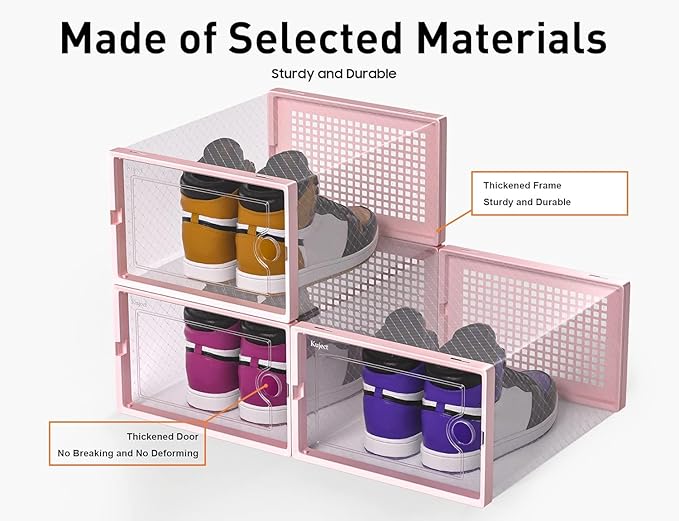 Kuject X-Large Shoe Storage Boxes Organizers Clear Plastic Stackable 12 Pack - Image 8