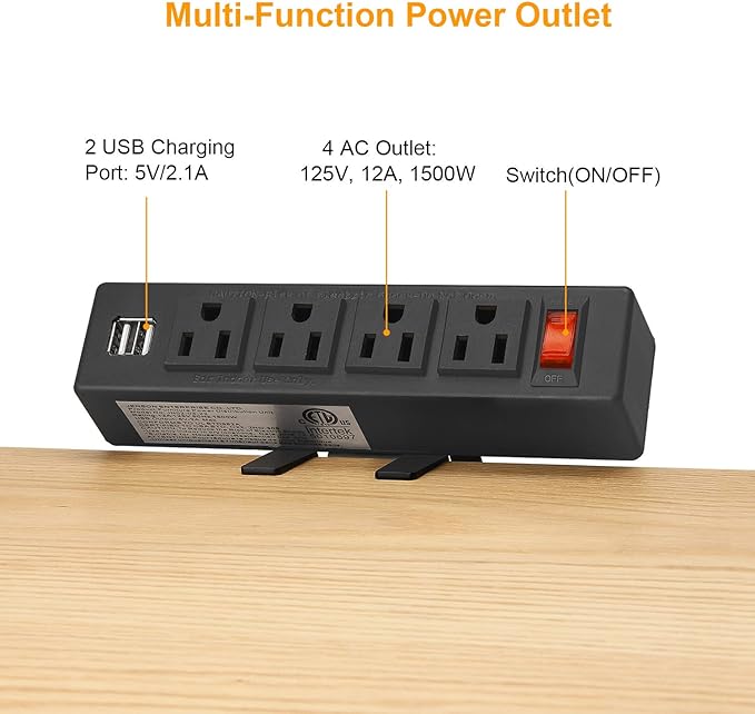 HHSOET Desk Clamp Power Strip, Desktop Power Outlet Clamp Mount - Image 2