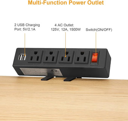 HHSOET Desk Clamp Power Strip, Desktop Power Outlet Clamp Mount - Image 2