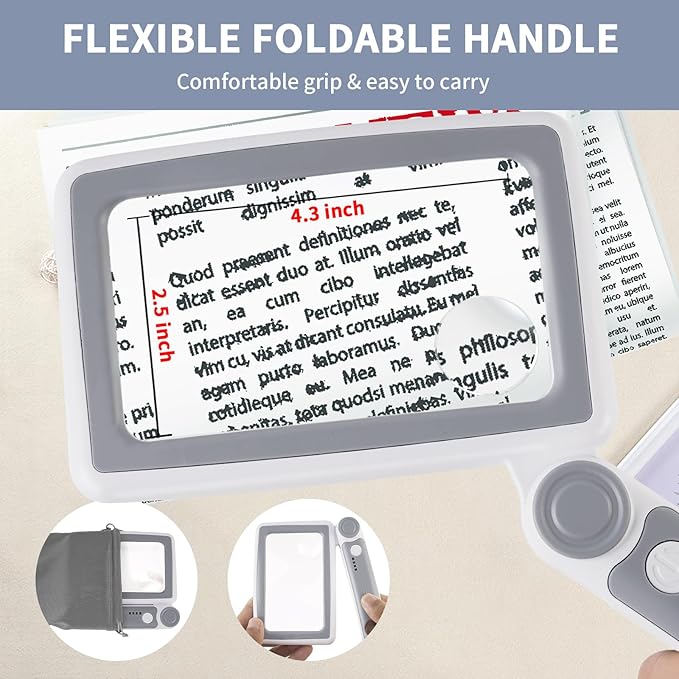 Magnifying Glass with Light, 3 Light Modes Folding Lighted Magnifying Glass - Image 3