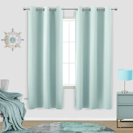 KOUFALL Aqua Colored Window Curtains Bedroom 2 Panels 72 Inch Length Blackout by KOUFALL