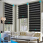 Motorized Zebra Blinds, Solar Powered Dual Layer Automatic Shades by DENFOON