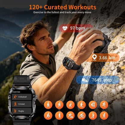 military smart watch for men, 30+ day battery, side view