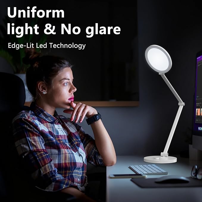 ANNAITE LED Desk Lamp for Home Office, Eye-Caring Modern Desk Light, 3 Color - Image 4