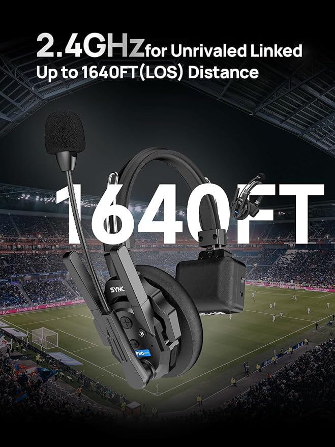SYNCO XTALK XPRO5 Wireless Intercom Headset System, 500m/1640ft 2.4GHz - Image 4