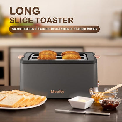 Mecity 4 Slice Toaster, Long Slot Toaster - Image 2