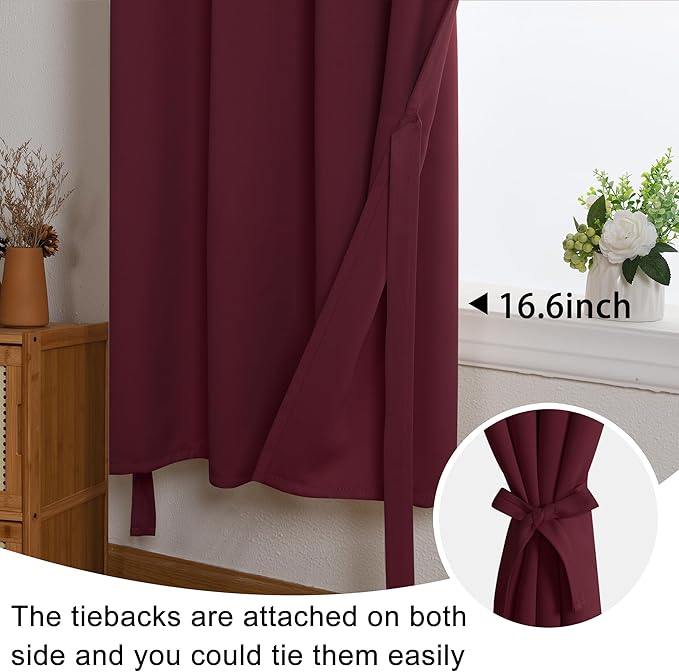 JIUZHEN Short Curtains Kitchen Half Window Blackout Curtains - Image 6