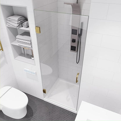 ANZZI 70" x 24" Frameless Shower Door in Brushed Gold, Water Repellent Glass - Image 3