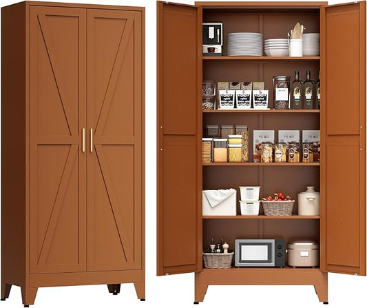 COFaR 5 Tier Metal Kitchen Storage Cabinets, Farmhouse Tall Cabinet by COFAR