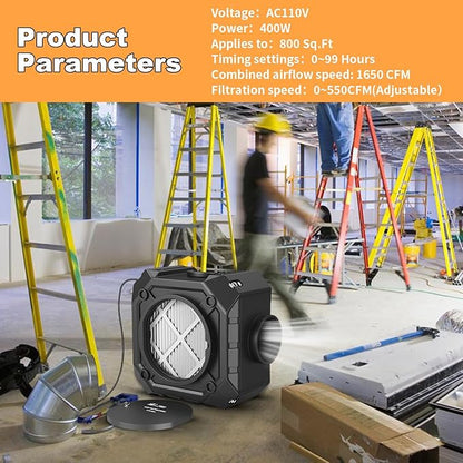 M-T Air Scrubber with 3 Stage Filtration, Stackable Negative Air Machine - Image 5