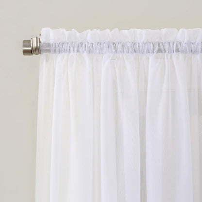 No. 918 Emily Sheer Voile Rod Pocket Curtain Panel, 59" x 120", White