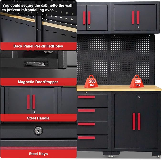 Garage Storage Cabinet System, 6-Pcs Garage Cabinets and Storage System Corner - Image 4