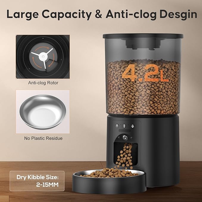 Automatic Cat Feeder with Camera, WiFi Cat Food Dispenser with App Control - Image 5