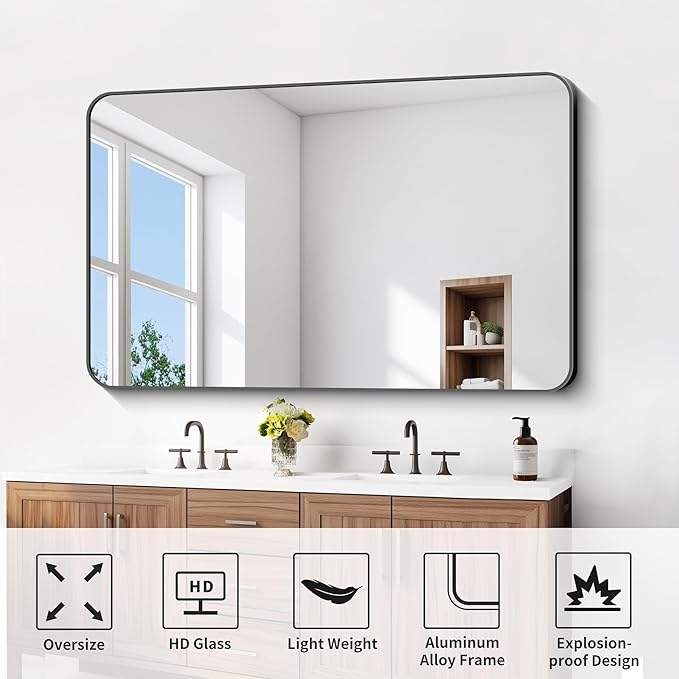FORBATH Large Bathroom Mirror 60x36 Inches - Image 6