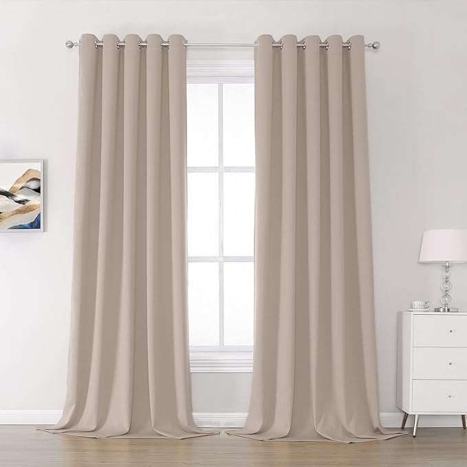 DUALIFE Light Brown Curtains 108 Inch Light Coffee Colour Blackout Curtain by DUALIFE