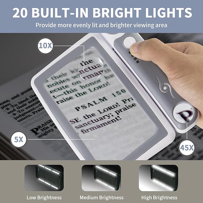 Magnifying Glass with Light, 3 Light Modes Folding Lighted Magnifying Glass - Image 2
