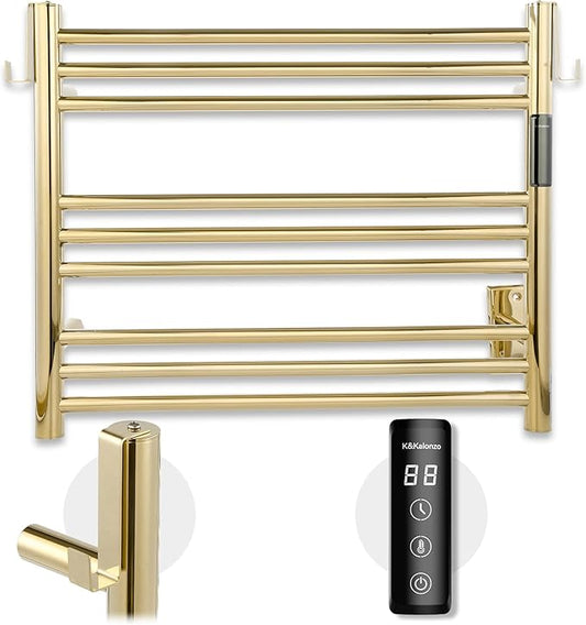 K&KALONZO Towel Warmer for Bathroom, Wall-Mounted 9-Bar Heated Towel Rack by KKALONZO