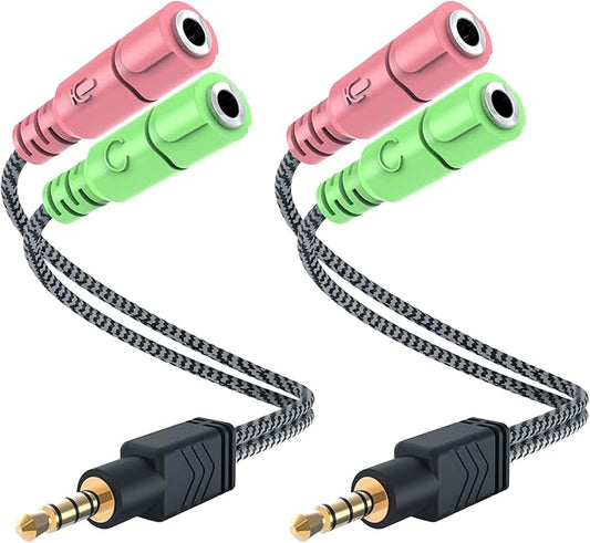 MillSO Headphone Mic Splitter 3.5mm Headset Adapter 2 TRS Female to TRRS Male by MillSO