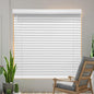 Cordless Faux Wood Blinds 26" W x 36" H, 2 Inch Slat Horizontal Windows Blinds with Crown Valance, Room Darkening, White Blinds for Home Interiors.