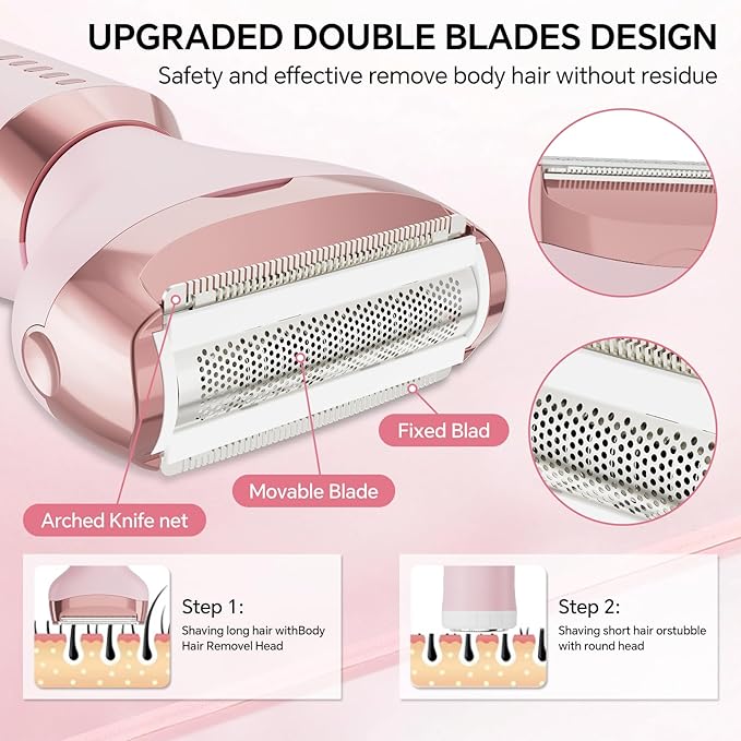 Electric Razors for Women, 4 in 1 Bikini Trimmer for Women, Wet & Dry Use Body - Image 3
