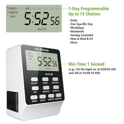 Outlet Timer, NEARPOW Dual Digital Light Timer - Image 4