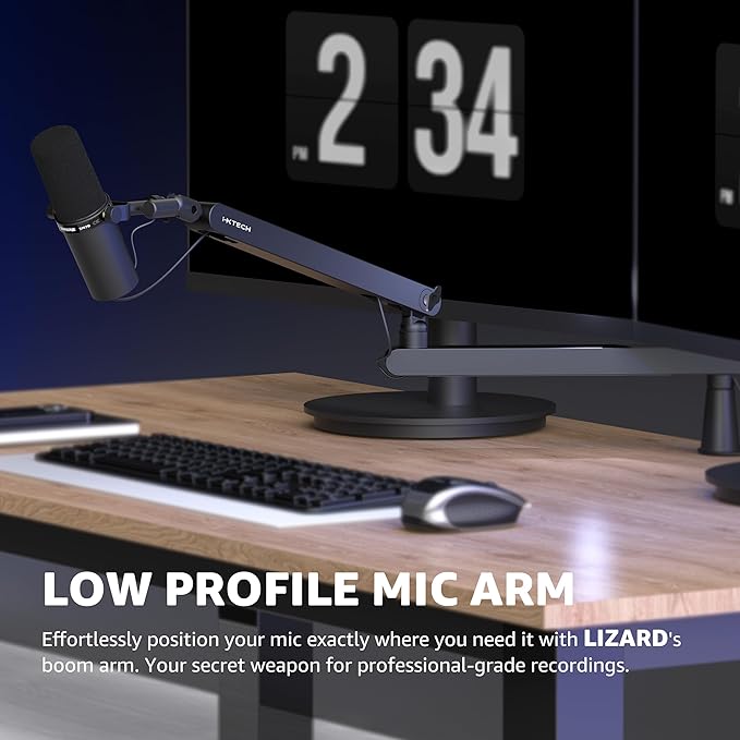 IXTECH Mic Arm Desk Mount, Low Profile 360° Swivel Mic Boom Arm, Adjustable - Image 3
