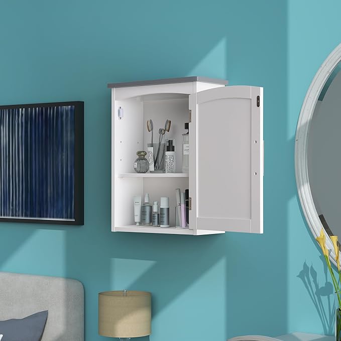 Bathroom Wall Cabinet 15 x 20 Inch Small Wall Cabinets Single Door Over Toilet - Image 9