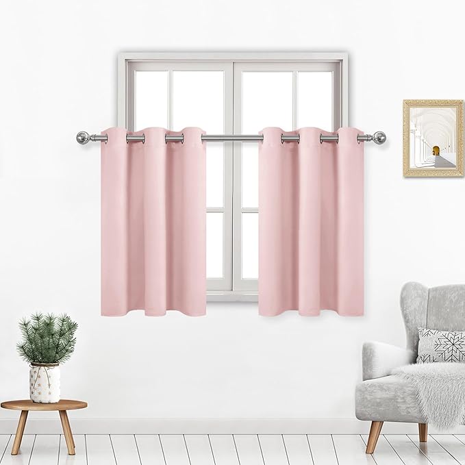 DWCN Pink Short Curtains for Small Window, 36 Inch Thermal Insulated Curtains by DWCN