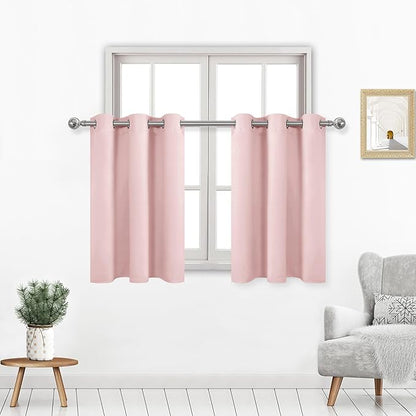 DWCN Pink Short Curtains for Small Window, 36 Inch Thermal Insulated Curtains by DWCN