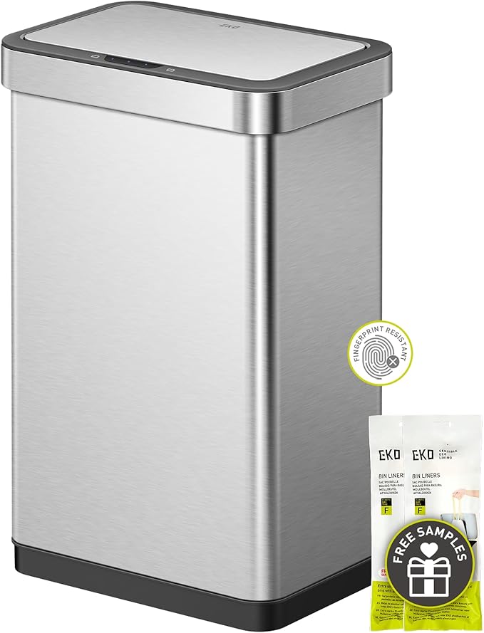 EKO EcoNova 13.2 Gallon/ 50L Automatic Sensor Kitchen Trash Can, Stainless by EKO