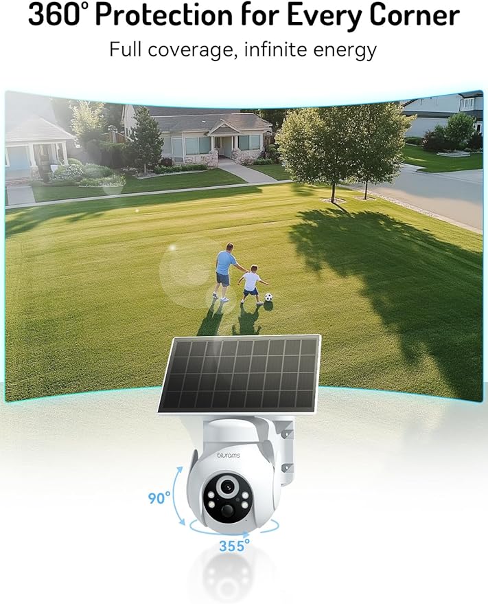 blurams 2K Solar Outdoor Camera Wireless, 360° PTZ Security Cameras Wireless - Image 3