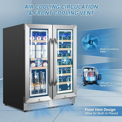 Wine and Beverage Refrigerator Under Counter, 24 Inch Beverage Fridge Dual Zone - Image 5