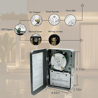 T101 Mechanical Time Switch, 24-Hour 120 V Mechanical Time Switch, Reliable - Image 4