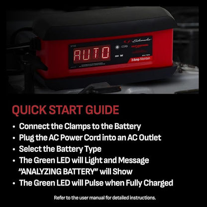 Schumacher Electric 3A Car Battery Charger and Maintainer, 3-in-1 Solution - Image 3