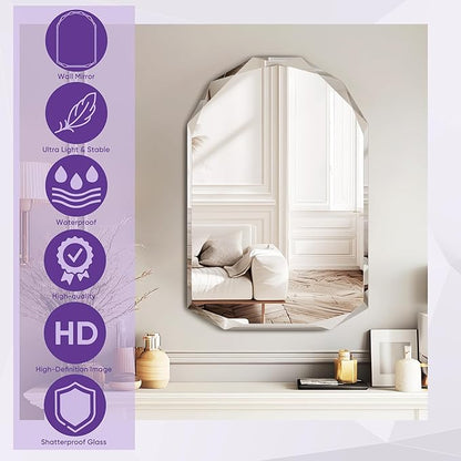Bathroom Mirror for Wall, Bathroom Vanity Mirror, Beveled Edge Frameless Wall - Image 3